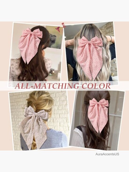 4 Premium Satin Hair Bow Claw Clips, Non-Slip, All Hair Types, Accessories main image 6